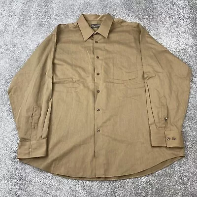 Geoffrey Beene Regular Fit Wrinkle Free Dress Shirt Men's Size 18.5 Tan Collared • $18.95