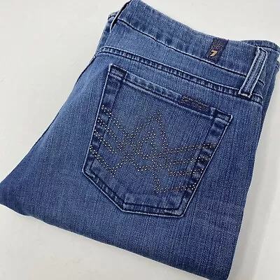 7 For All Mankind A Pocket Women's 30 Embellished Bootcut Denim Blue Jeans • $26.99