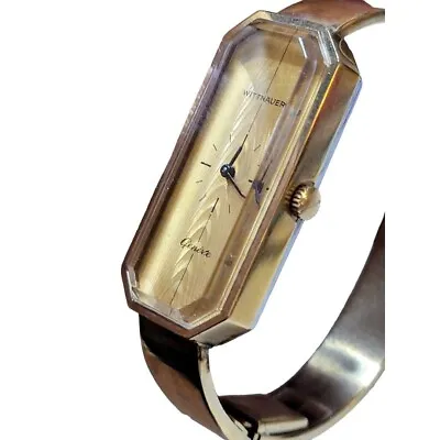 Vintage 1950s/60s Wittnaur Gold Plated Wrist Watch Mid Century Runs Well Bangle • $44.10