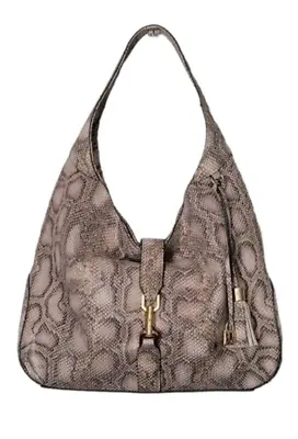 G.I.L.I GILI Classic Leather Hobo Verona Handbag Purse Natural Python • $50.62