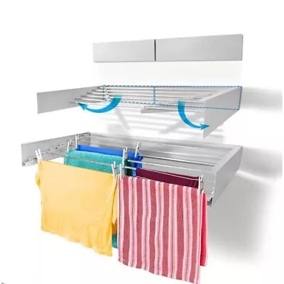 Step Up Laundry Drying Rack - Airer - Wall Mounted - Retractable - Modern Design • £29.99