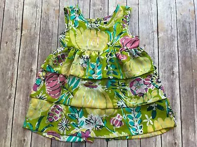 Matilda Jane Sz 6 House Of Clouds TeaBerry Green Floral Sleeveless Dress Top B4 • $34.99