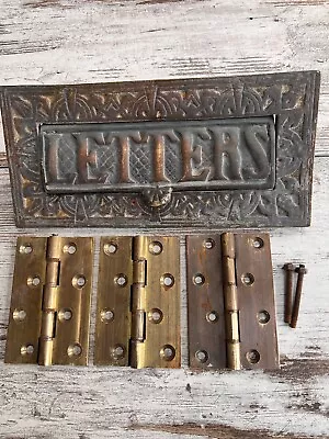 Brass Plate Metal Letterbox Victorian Antique • £50