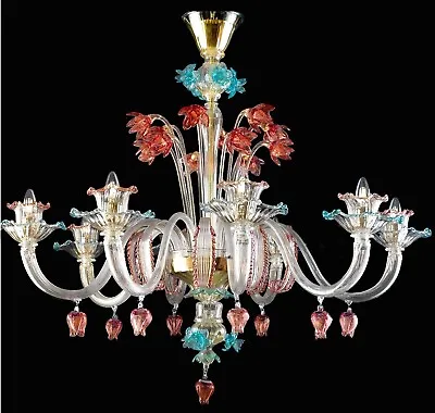 Chandelier Murano Blown Glass Ceiling Pendant Lighting Suspension Italian 8 Leds • $6750.50