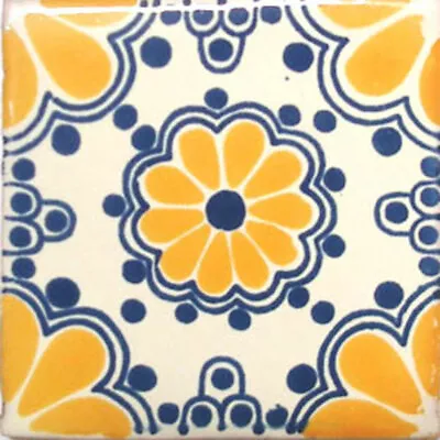 #C074) Mexican Tile Sample Ceramic Handmade 4x4 Inch GET MANY AS YOU NEED !! • $1.75