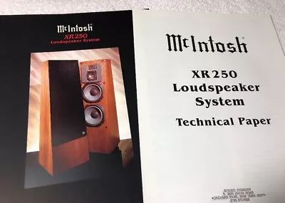 Mcintosh Xr 250 Loudspeaker System Original Technical Paper Color Pamphlet M665 • $14