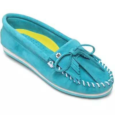 Minnetonka Womens Kilty Plus Blue Moccasins Shoes 9.5 Medium (BM) BHFO 0387 • $41.99