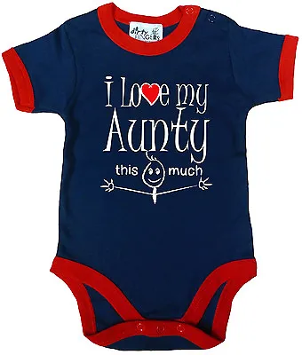 Auntie Baby Bodysuit  I Love My Aunty This Much  Trimmed Babygrow Niece Nephew • £10.95