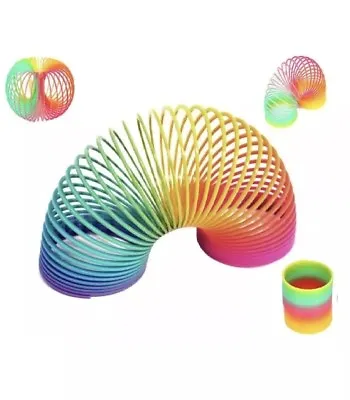 Large Rainbow Spring Coil Slinky Fun Kids Toy Magic Stretchy Bouncing New Uk 6.5 • £2.98
