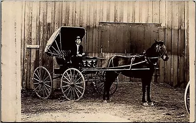 1912 Kenefic Oklahoma Rare Horse Drawn Carriage Photo Rppc Postcard 39-13 • $67.23