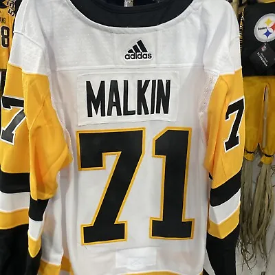 EVGENI MALKIN ADIDAS Nhl Pittsburgh Penguins Malkin WHITE Jersey Size 52 • $70