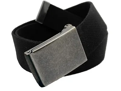 Build A Belt Men's Antique Silver Flip Top 1.25  Wide Buckle With Web Belt • $9.99