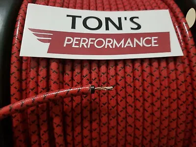 7mm Copper Core BRAIDED CLOTH Red With Black Tracers SPARK PLUG WIRE DIY FOOT • $3