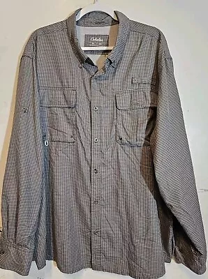 Cabelas Guidewear Men’s Long Sleeve Vented Fishing Button Up Shirt Tan/Black 2XL • $23