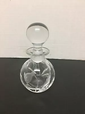 Vintage Cut Crystal Glass Etched  Perfume Bottle With Stopper 4.25  • $18