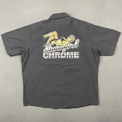 Vintage Mechanic Shirt Mens 2XL Gray Showgirl Chrome Biker Chick Garage 90s Y2K • $30