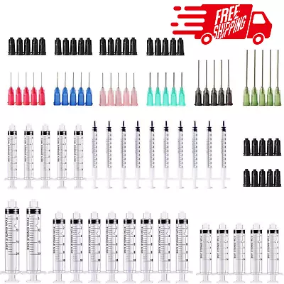 30 Pack 1ml 3ml 5ml 10ml 20ml Syringes With14ga16ga 18ga 20ga 22ga • $17.99