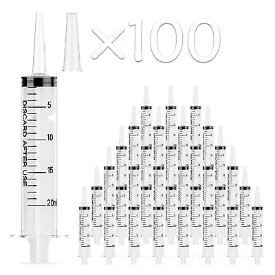 JOLLY PARTY 100 Pack 20mL Syringes Plastic Syringes With Catheter Tip And Ca... • $40.74