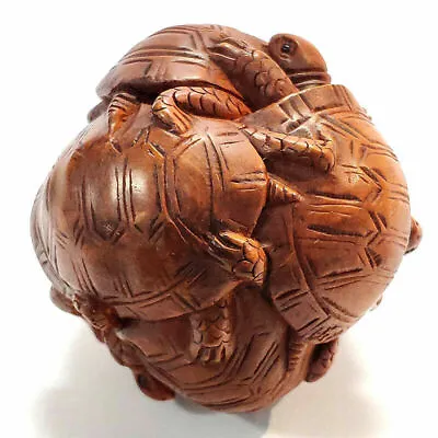 £35.99 • Buy SALE - M7641 - 20 Years Old 2   Hand Carved Boxwood Carving : Turtles Ball