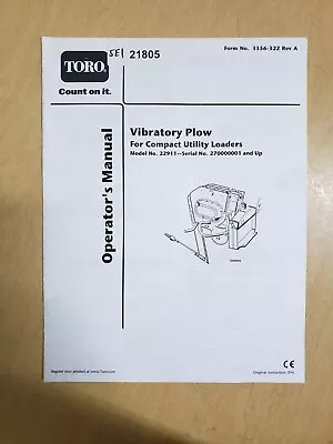 Toro Vibratory Plow (for Compact Utility Loader) Operators Manual • $15.96