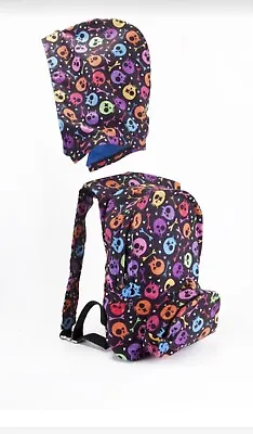 £49.99 • Buy Morikukko Hooded Backpack Black Multicolor Skull Design Unisex School Bags