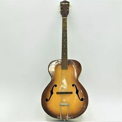 VNTG Silvertone Brand Wooden Semi-Hollow Acoustic Guitar (Parts And Repair) • $152.50