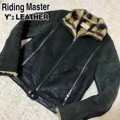 Y'2 LEATHER Leather Jacket Goat Hide Riding Master Suede Black Size M From Japan • $389.99