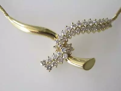 $2495 • Buy Hose Hess Designer 18k. Yellow Gold Diamond Knot Necklace, Vintage