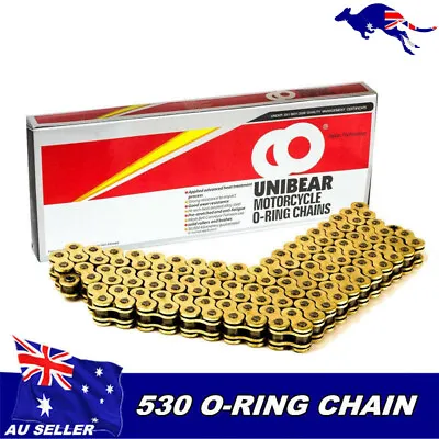 $62.95 • Buy Gold 530x120 O-Ring Chain Motorcycle 530 Pitch 120 Links W' Connecting Link AU 