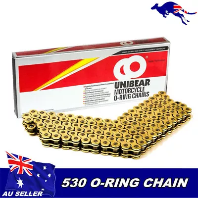 Gold 530x120 O-Ring Chain Motorcycle 530 Pitch 120 Links W' Connecting Link AU  • $62.95