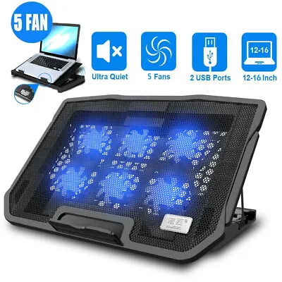 Upgrade Laptop Cooling Pad Slim Stand 12 -18  Notebook PC Led Quiet Cooler Fans • $18.89