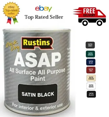 Rustins ASAP Quick Dry All Surface All Purpose Paint - All Colours - All Sizes • £10.99