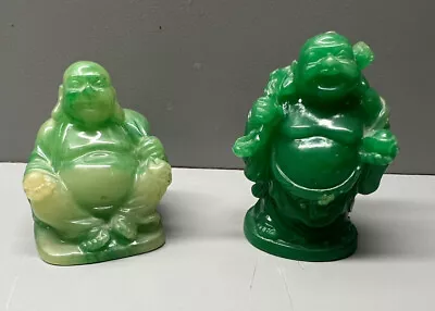 Miniature Buddha Figures Resin Green Marble Look • $14.95