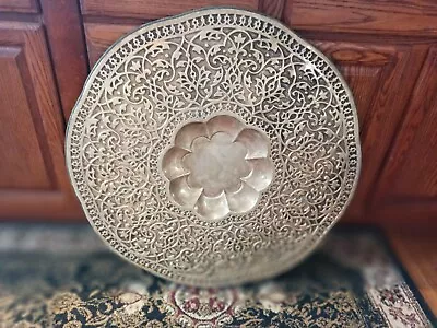 Huge Vintage BRASS TABLE TOP Wall Hanging Mid Century SCHOOL OF ARTS JEYPORE 31  • $425