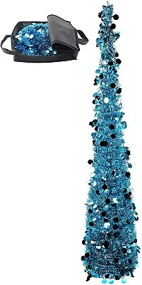 5ft Tinsel Christmas Tree Collapsible Pop Up Christmas Tree With Storage Bag • $39.99