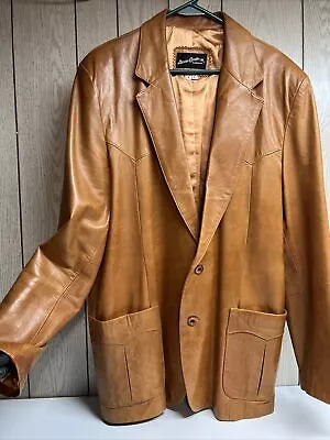 Beau Geste Leatherware Vintage Men’s 46 Large ExcaliburButton Leather Jacket • $99.99