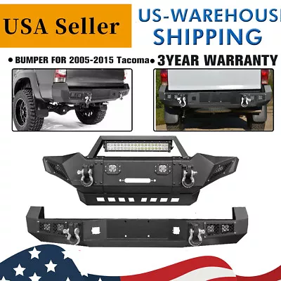 $659.99 • Buy Front / Rear Bumper W/Winch Plate LED Lights D-Rings For Toyota Tacoma 2005-2015