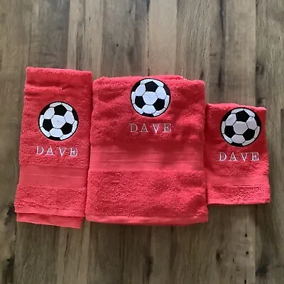 £5.52 • Buy  Personalised Football Embroidery Face, Hand , Bath Towel Colour Choice Gift Set