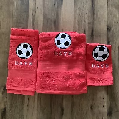 £5.62 • Buy  Personalised Football Embroidery Face, Hand , Bath Towel Colour Choice Gift Set