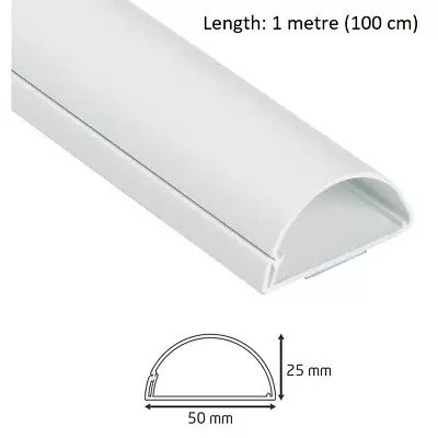 100 Cm Long D-Line 50 X 25 Mm Trunking White Cable Management Hide Cover Dline • £11.34