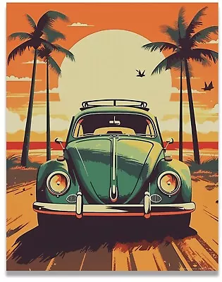 Volkswagen Beach 11x14 Poster | Vintage VW Bus Wall Art | Premium Print | Coasta • $9.95