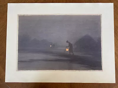 Antique Japanese Watercolor Painting 1930s Woman With Paper Lantern SIGNED • $85