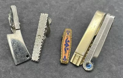 Lot Of 5 Vintage Tie Clips Various Sizes Shapes Gold Meat Clever Shields Etc.. • $12.99