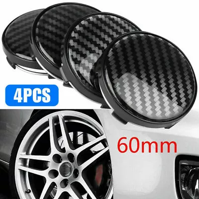 4Pcs 60mm Carbon Fiber Car Wheel Center Hub Cap Rim Hub Cover Accessorie Black  • $19.50