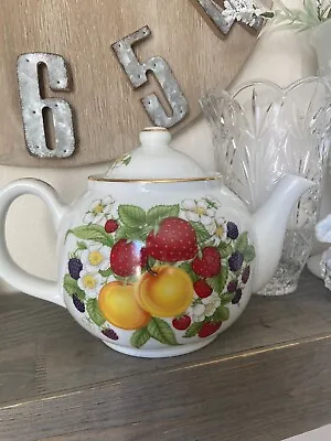 Rare Vintage Lenox Orchard Strawberry Porcelain Teapot Fruits And Flowers • $44