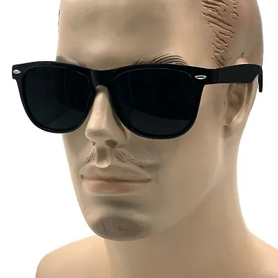 MENS XL Wide Frame Limo Tint Sunglasses Tall Super Dark Lens Gangster Big Fat LG • $16.99