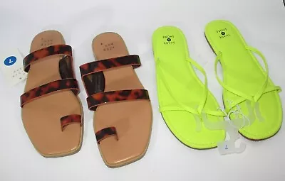 A New Day Marilyn Women's Slide Sandals Tortoise Print Toe Loop Size 7 • $13.99