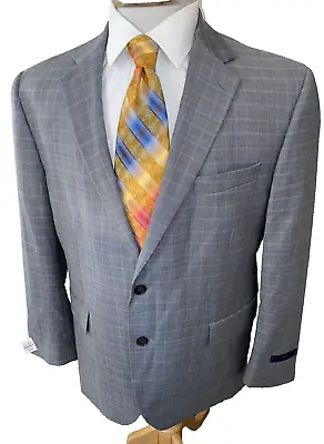 NEW Stafford Sz 40L Gray Blue Plaid Sport Coat Blazer Jacket NWT Classic Fit • $44.99