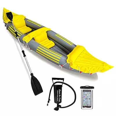 $135.50 • Buy 2 Person Inflatable Kayak For Adults Foldable Fishing Touring Kayaks Yellow