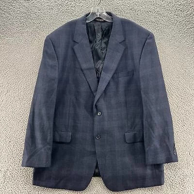 Jos A Bank Blazer Jacket Mens 48R 100% Wool 2 Button Blue Sport Coat Suit Jacket • $52.63